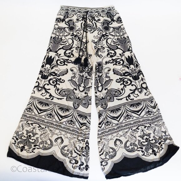 Flying Tomato Pants - Flying Tomato Palazzo Pants M Wide Leg Baroque Boho Paisley Hippie Festival